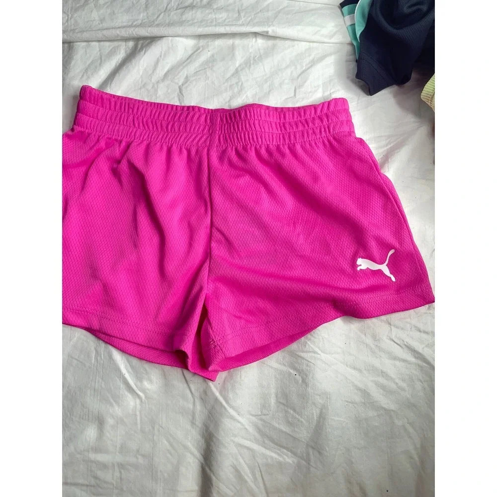 Puma Kids 2 Piece Set Pink Athletic Shorts Bike Shorts Activewear Size S